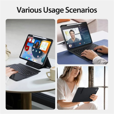 Këllëf me tastierë Dux Ducis DK për iPad Air 13 2024, Bluetooth, PU, gri