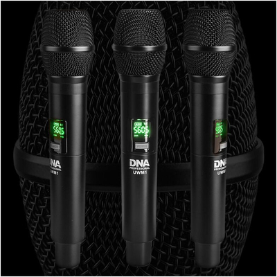 Sistem mikrofoni pa tela DNA UWM 1, UHF 560-590 MHz, distancë 50 m, i zi