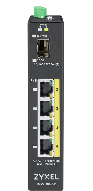 Switch industrial Zyxel RGS100-5P-ZZ0101F, 5 porta, PoE, 100/1000 Mbps
