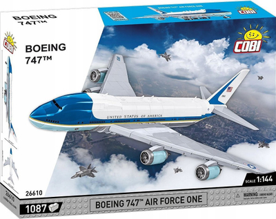 Set ndërtimi Cobi Bricks Boeing 747 Air Force One, mbi 1000 copa, 40 cm, shumëngjyrësh