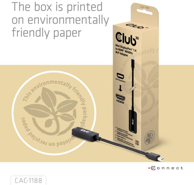 Адаптер Мини ДисплејПорт во HDMI Club 3D CAC-1180, 8K 60Hz, црн