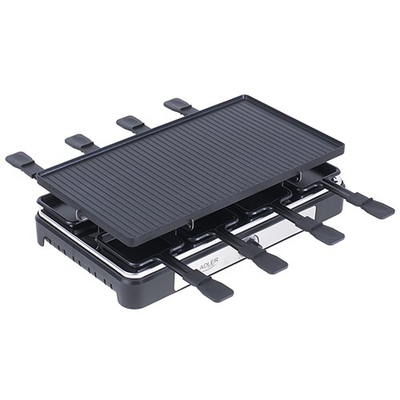 Grill elektrik Adler AD 6616 Raclette 4 në 1, 1400W, për 8 persona, i zi