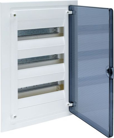 Panel elektrik i montimit të fshehtë Hager VF312TD, 36 module, IP40, derë transparente e bardhë