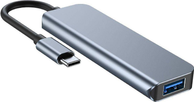 USB HUB Tech-Protect (9589046919367), 1x USB-C + 2x USB-A 3.0, i hirtë 
