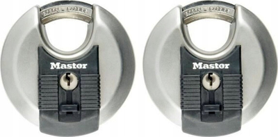 Dy dryna diskut Master Lock Excell 70mm, çelik inox, set me 2 copa, ngjyrë argjendtë