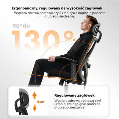 Karrige zyre SENSE7 Noxo, ergonomike, me mbështetëse koke, e zezë