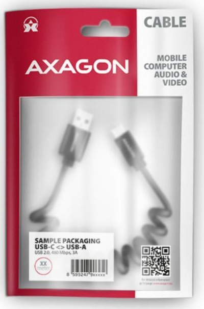 Kabull USB Axagon BUCM-AM10TB, USB A në USB C, 0.6 m, i zi