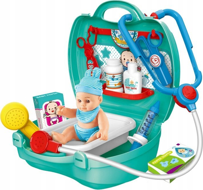 Set lojrash doktor Bowa Baby Care Box, me bebe lodër, valixhe 24.5x22x10 cm, jeshile