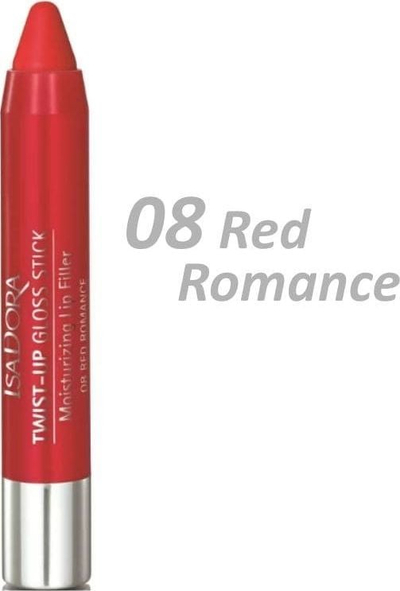 Laps buzësh Isadora Twist-up 08 Red Romance, me shkëlqim, 2.7g, i kuq