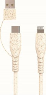 Kabllo karikimi BIOnd USB A në USB C dhe Lightning, 1.2m, 3.5A, e bardhë