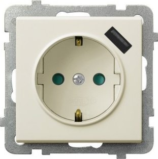 Prizë Schuko me USB Ospel Sonata, me tokëzim, ecru