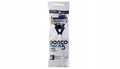 Brisk rroje Dorco Pace 5 Pro, 5 tehe, për burra, blu e bardhë