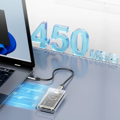 Kuti e jashtme SSD Orico TC10-MS, mSATA, USB-C 3.2 5Gb/s, transparente