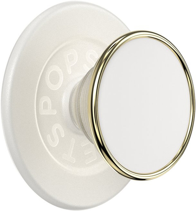 Аксесоар за телефон PopSockets Enamel Coconut Cream MagSafe PopGrip, магнетен, бел