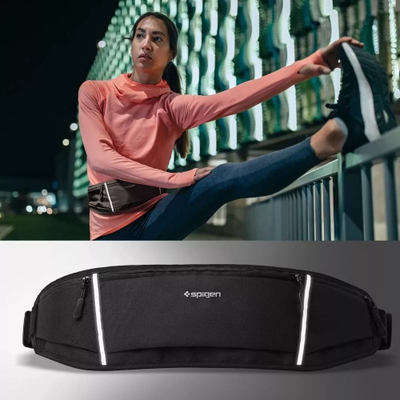 Држач за рака Spigen Dynamic Shield A702, еластичен, со два џеба, црн