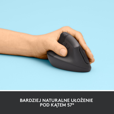 Maus Logitech Lift, për majtakë, wireless, Bluetooth, USB, i hirt