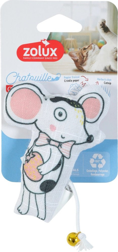 Lodër për mace Zolux Chatouille Mouse, me zile, me bar mace, shumëngjyrëshe