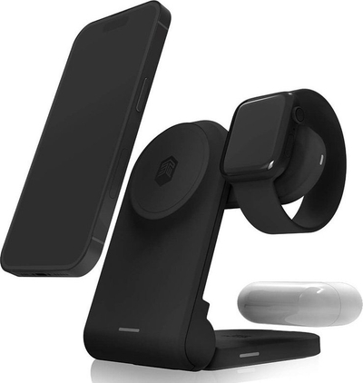 Karikues STM ChargeTree Mag, për iPhone MagSafe AirPods Apple Watch, 3 në 1, i bardhë