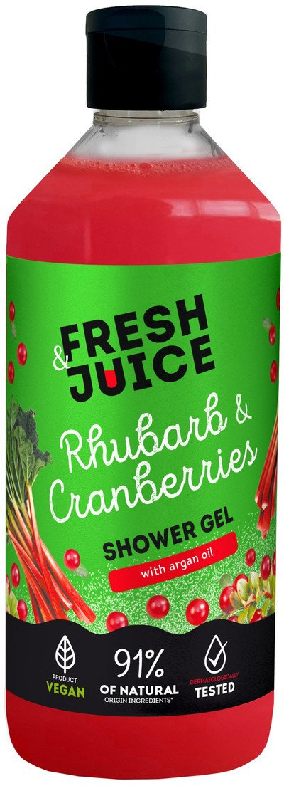 Xhel dushi Fresh Juice me rabarbar e boronicë të kuqe, 473 ml