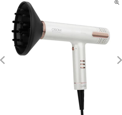 Фен за коса OSOM Professional LUXE BLDC, 1500W, со негативни јони, бел