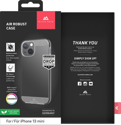 Kover telefoni Black Rock Air Robust 1160ARR01, për iPhone 13 Mini, antishok, transparent