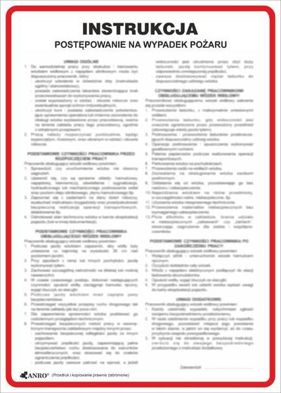 Tabelë udhëzimi ANRO IP01/P, ç'duhet bërë kur bie zjarr, material i fortë, me shumë ngjyra