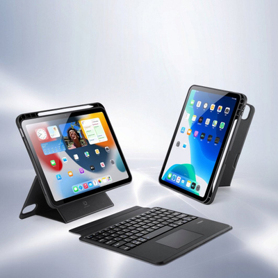 Këllëf tastiere Bluetooth me touchpad për iPad 11\", që shkon me iPad Pro 2024 edhe iPad Air 7/6/5, ngjyrë e zezë