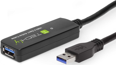 Kabllo USB Techly ICUR30100G, USB 3.2 Gen 1, 10 m, e zezë