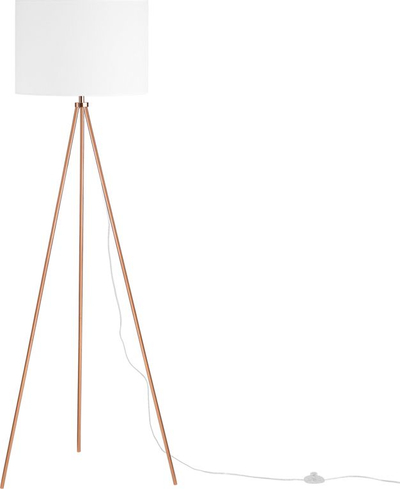 Lampë dyshemeje Beliani Vistula, këmbë tripod metalike bakri me abazhur të bardhë