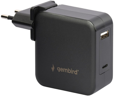 Karikues universal për laptop Gembird, USB-A, USB-C PD, 60W