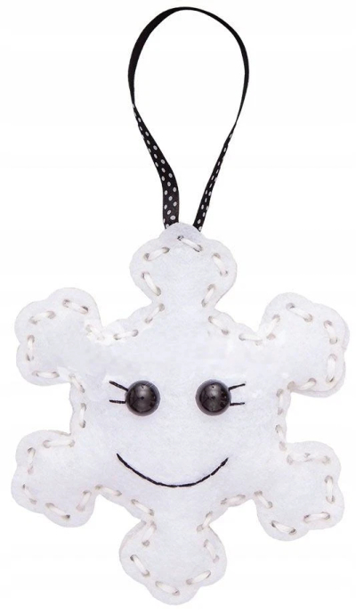 Set kreativ DIY Felt Snowflake, set punime me dorë për kalamaj 5+, dekor prej ndjere, i bardhë