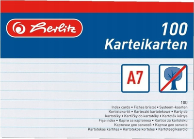 Karta indeksi Herlitz 1150705, format A7, 100 copë, e bardhë