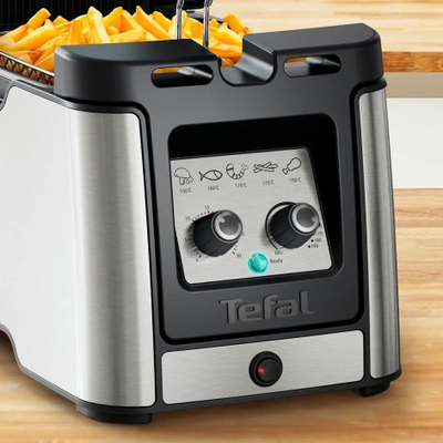 Fritezë elektrike Tefal Clear Duo FR600D, 3.5L, 2000W, inox i zi