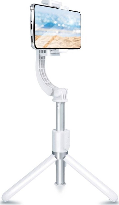 Set selfie tripod me gimbal stabilizer dhe telekomandë Bluetooth, alumini, i zi