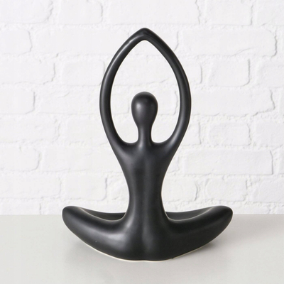 Mbajtëse qirinjsh tealight YOGA, porcelan, 30 cm, e zezë