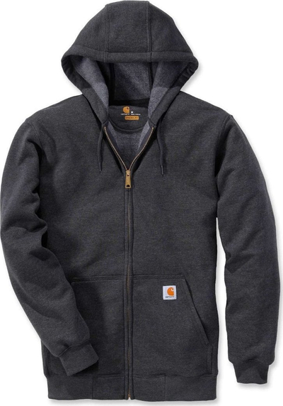 Bluzë me kapuç Carhartt Loose Fit Midweight Full Zip, për burra, me zinxhir të plotë, gri karbon