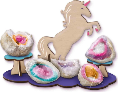 Set kreativ për kalamaj SES Creative Geodes Galaxy Unicorn, pikturim gjeodesh, bazë druri unikorni, shumëngjyrësh