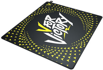 Mousepad за гејминг CHERRY XTRFY GP5 Vitality Black, голема големина, гумена основа против лизгање, црно-бело-жолт дизајн