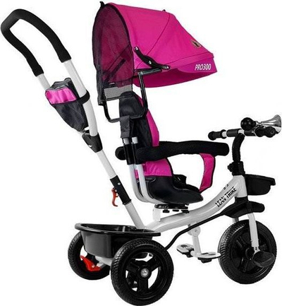 Tricikletë për fëmijë Lean Toys, me tendë, elemente të rregullueshme, gri
