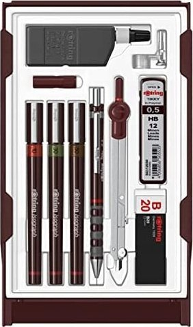 Сет технички пенкала Rotring Isograph со механичка пенкало, 0.5mm, мини HB