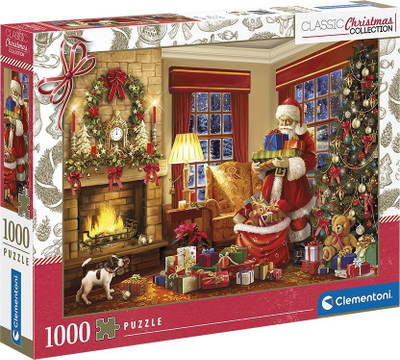 Puzzle Clementoni Santa's Visit, 1000 copa, koleksion Krishtlindjesh, shumëngjyrësh