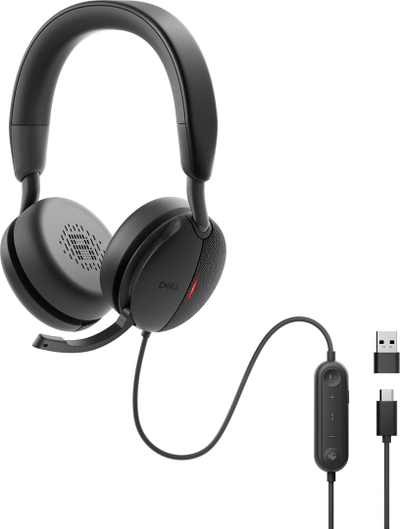 Kufje Dell WH5024 Pro, me kabllo USB A, ANC, me mikrofon, të zeza
