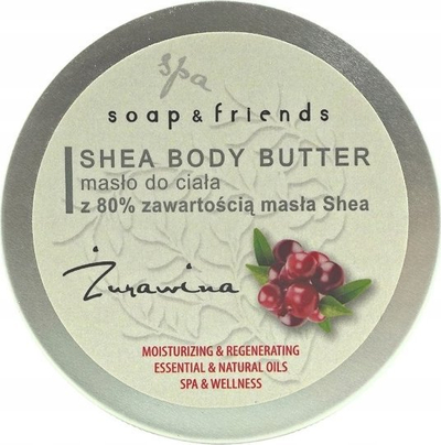 Gjalp trupi Soap &amp; Friends Shea Body Butter Cranberry, 80% shea butter, i yndyrshëm, me aromë boronice t'kuqe