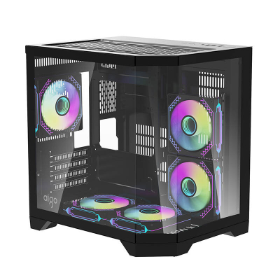 Kuti kompjuterike DarkFlash FT350 Mini Tower, M ATX ITX, 5 ventilatorë ARGB, e zezë