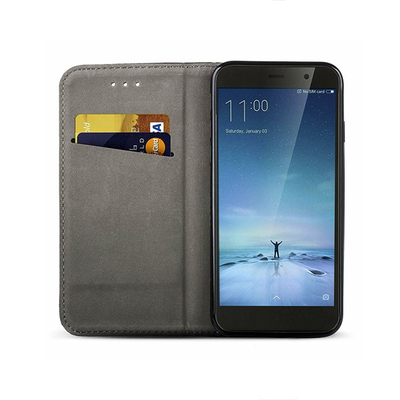 Set mbrojtës Magneto për Xiaomi Redmi 13C, këllëf-portofol, xham i temperum, i zi
