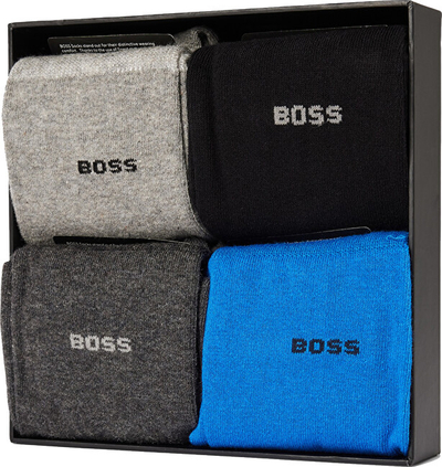 Çorape Hugo Boss, 4 palë, të zeza/të kaltra/të hirta