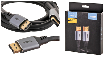 Kabllo DisplayPort iBOX ITVDP013, 4K 60Hz, 3m, me fishe të arta