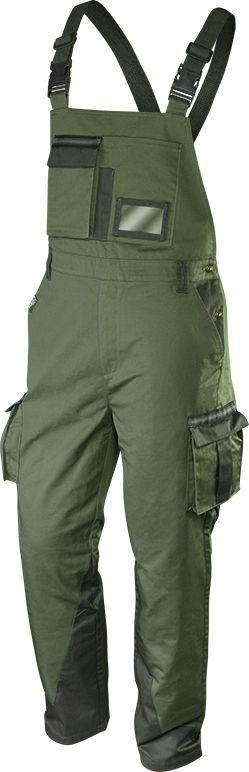 Pantallona pune me parzmore Neo Work Bib CAMO, përbërje pambuk poliester, madhësia M, ngjyrë ulliri