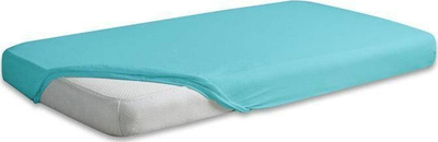 Çarçaf fitted Matex Jersey 140x200, pambuk 100%, me garniçë, blu
