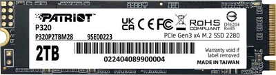 SSD i brendshëm Patriot P320, 2TB, M.2 NVMe, PCIe 3.0